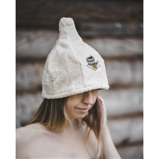 Cotton sauna hat ,,Beige"